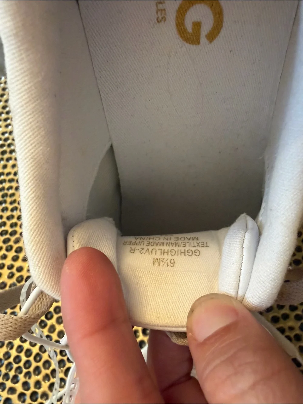 GBG Taupe Suede Low-Top Sneakers with Gold Accents